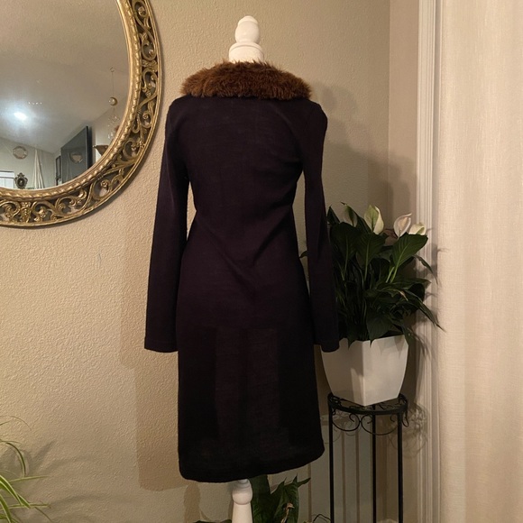 A. Byer Black Cardigan with Brown Faux Fur Collar - Picture 5 of 8